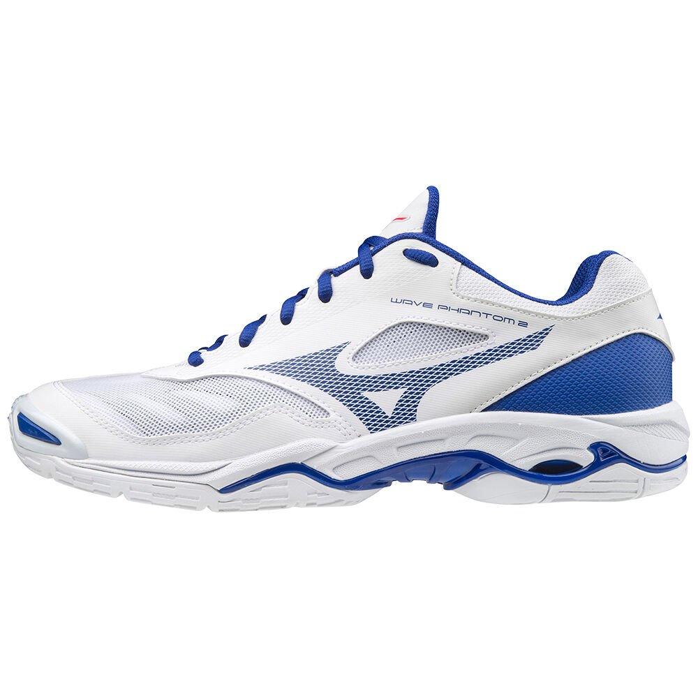 Men's Mizuno Handball Shoes White/Blue/Pink Wave Phantom 2 Shoes - X1GA206019